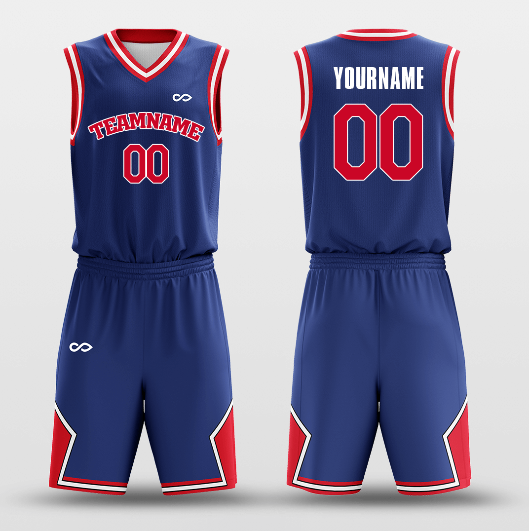 darkblue red basketball jersey kit